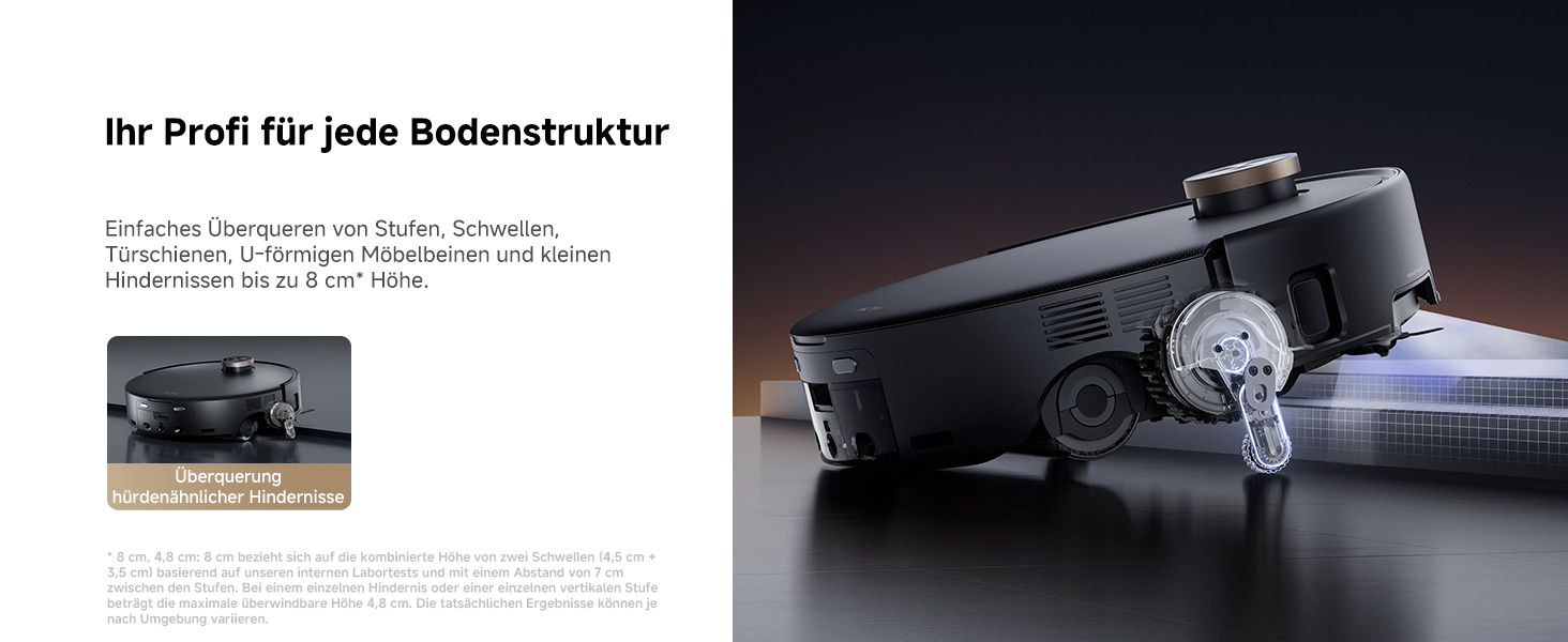 Робот-пилосос Mova Z60 Ultra Complete з вологою тканиною 28000 Па, LiftPro, перешкоди 8 см, DToF+Dual Laser+RGB/LED, AutoShield для килимів, MaxiReach моп & щітка, чорний