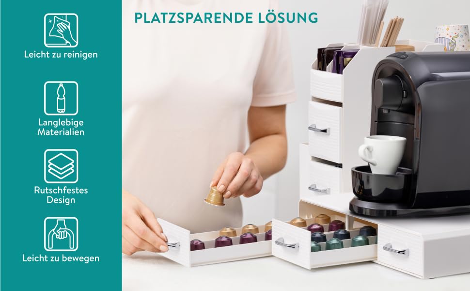 Тримач для капсул кави Navaris - органайзер для капсул Nespresso та інших стандартних розмірів (кремовий)