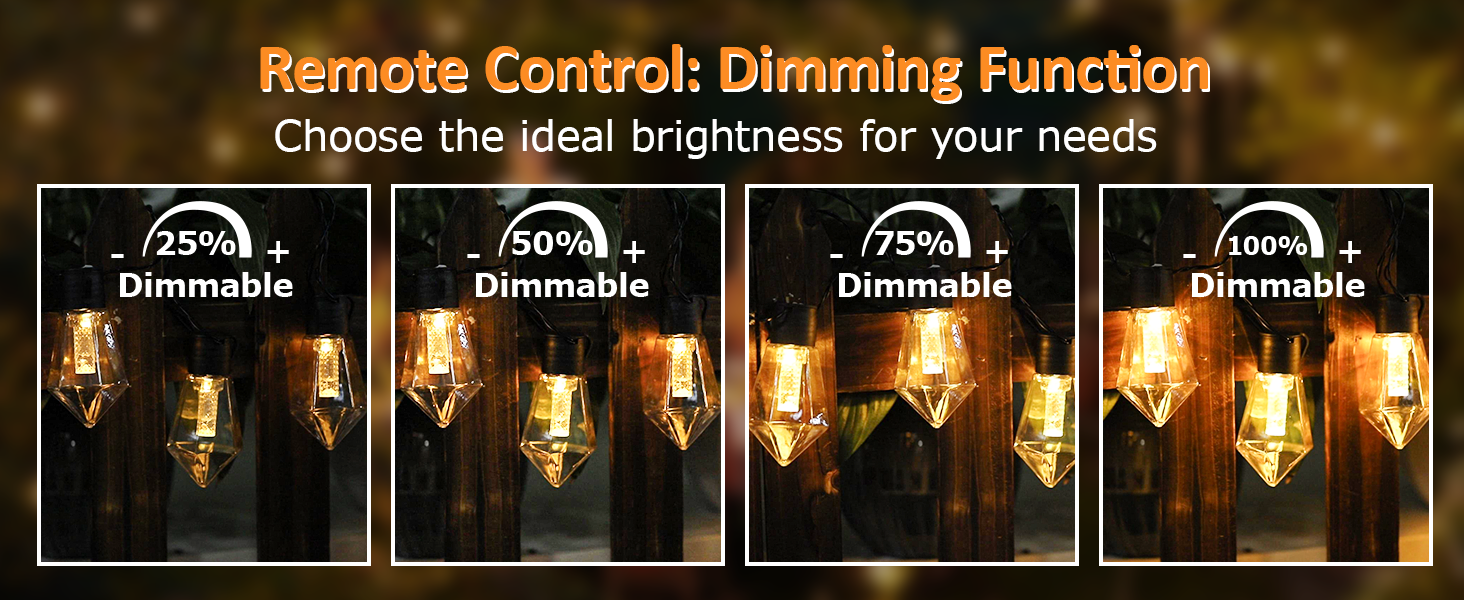 Ланцюжок прикрас для саду на батарейках G30, 9м, 20 LED, тепле світло, з пультом, таймером, димеруванням, IP64, для саду, Різдва, балкону, бістро