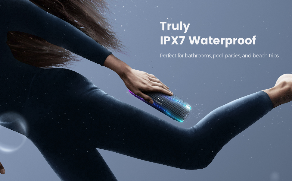 Портативна Bluetooth колонка з підсвічуванням та потужним басом, IPX7, 24 години роботи, вбудований мікрофон, стерео-паринг, для дому та на вулицю (темно-зелений)