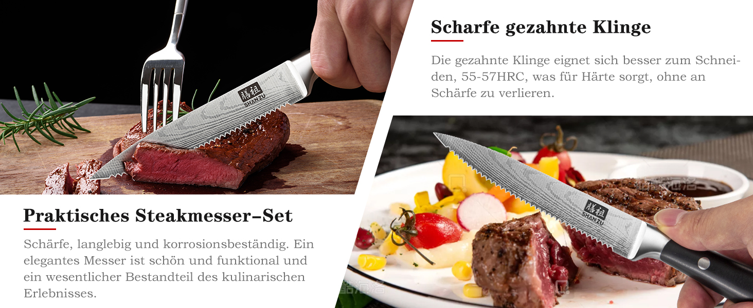 Набір кухонних ножів SHAN ZU з бруском, 14 предметів. Професійний німецький кухонний набір ножів з точильним бруском, чорний.