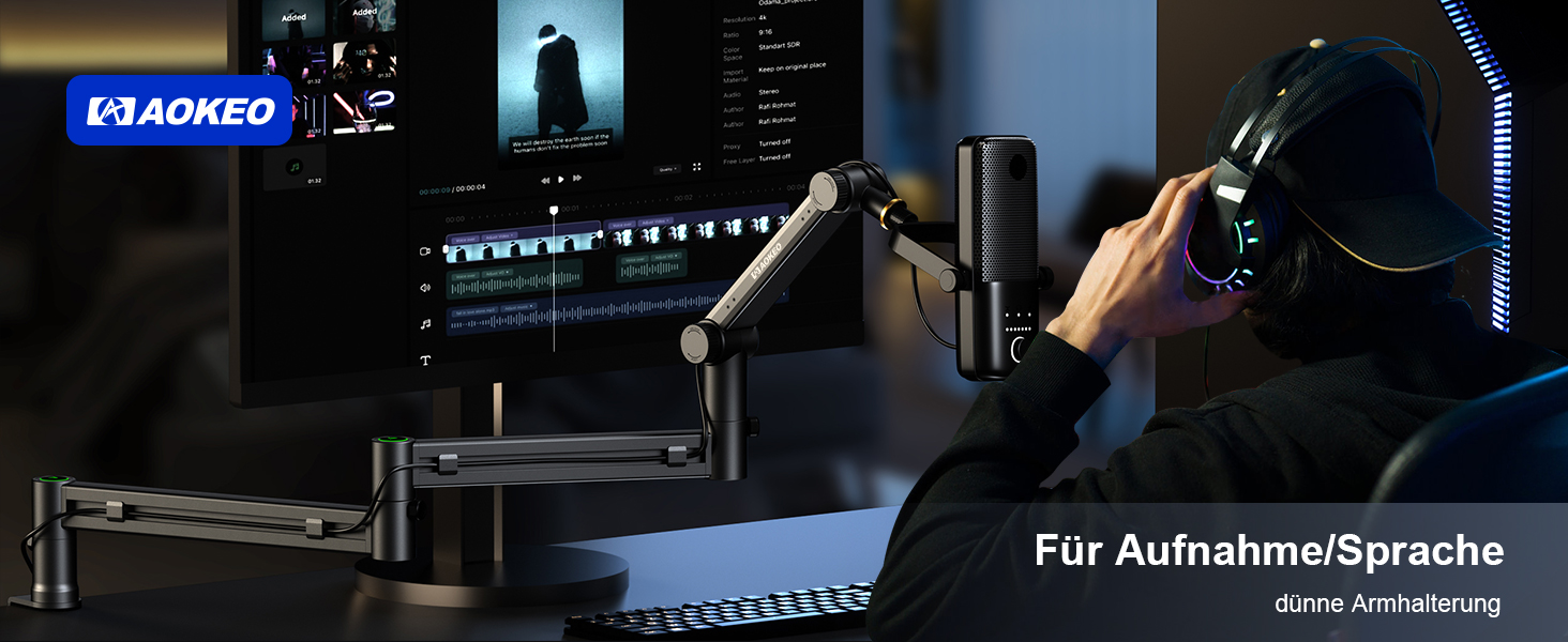 Мікрофонний стійкий тримач Aokeo AK-58i для HyperX, Elgato, Shure, Blue Yeti - кріплення для студійного запису