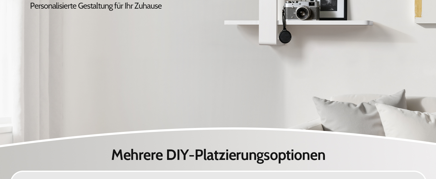 Полиця настінна дерев'яна SUMGAR, плаваючі полиці, 3-ярусна, біла 50x58 см для вітальні, спальні