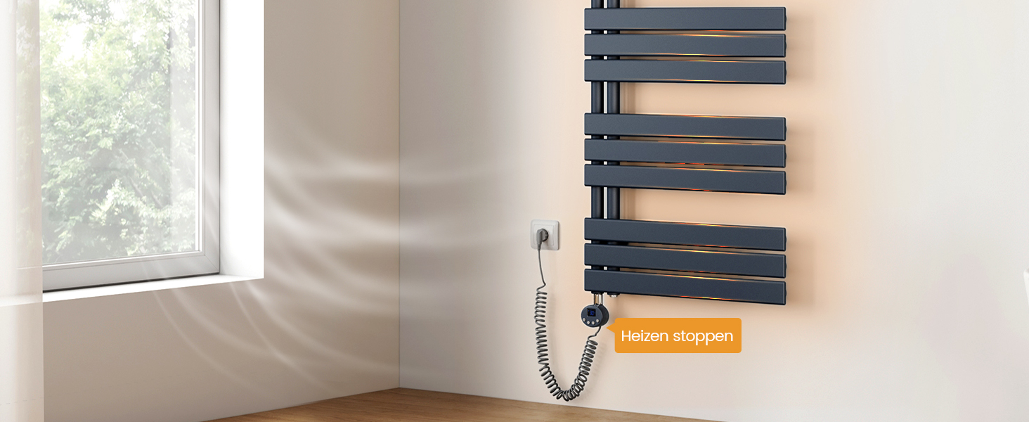 Електричний рушникосушар EMKE з термостатом 1320x500 мм, білий, 800W