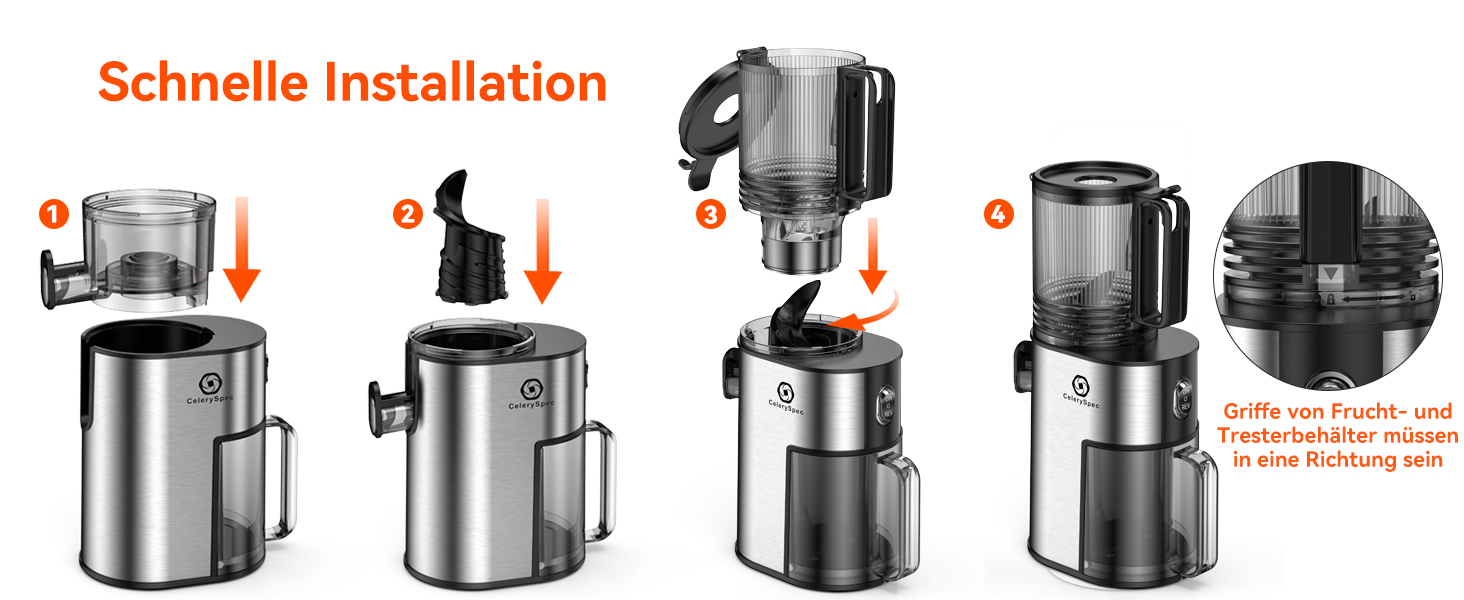 Шовковий відцентровий соковичавник - переможець тесту, для цілих овочів та фруктів, 130 мм завантажувальний отвір, 1.8л, BPA-free, 250W, функція зворотного ходу, легке очищення, нержавіюча сталь, чорний