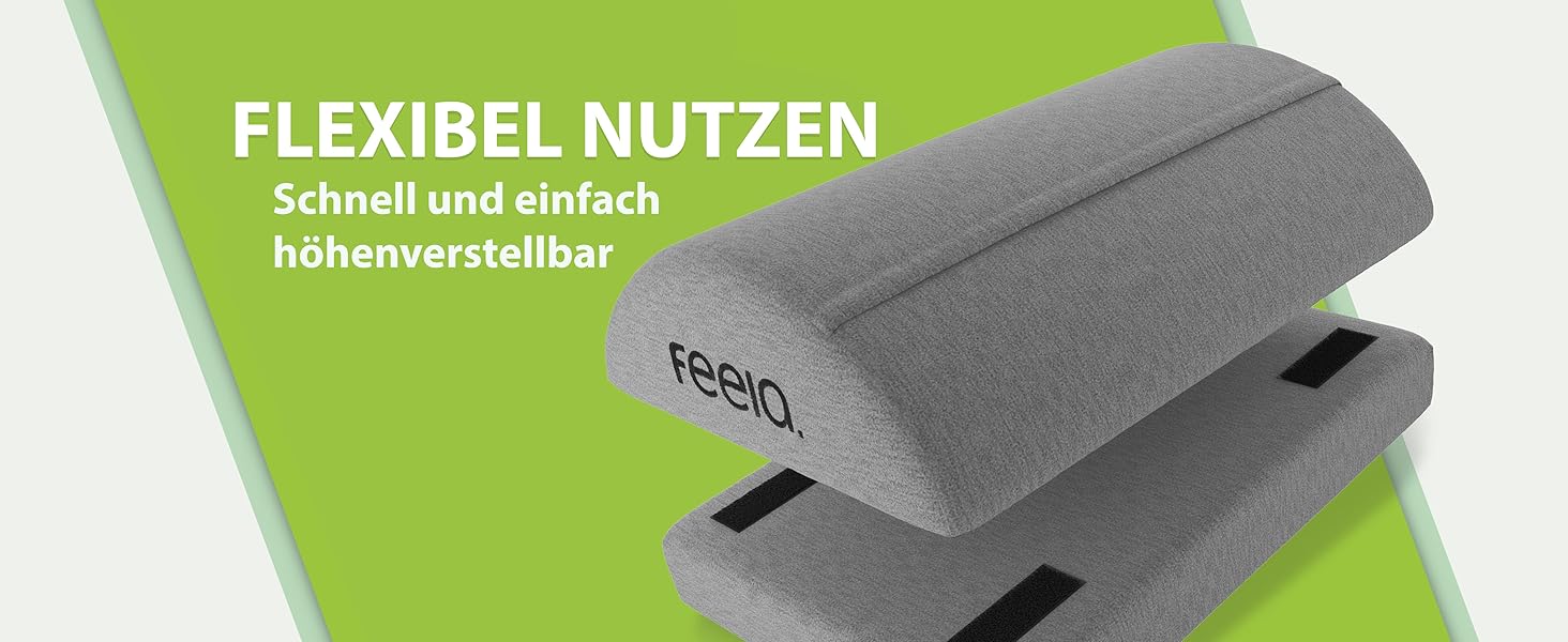 Підставка для ніг під стіл Feela® – ергономічна підставка для ніг, footrest, пуф для ніг – для комфорту та підтримки, без термосумки (з термосумкою, темно-сірий)