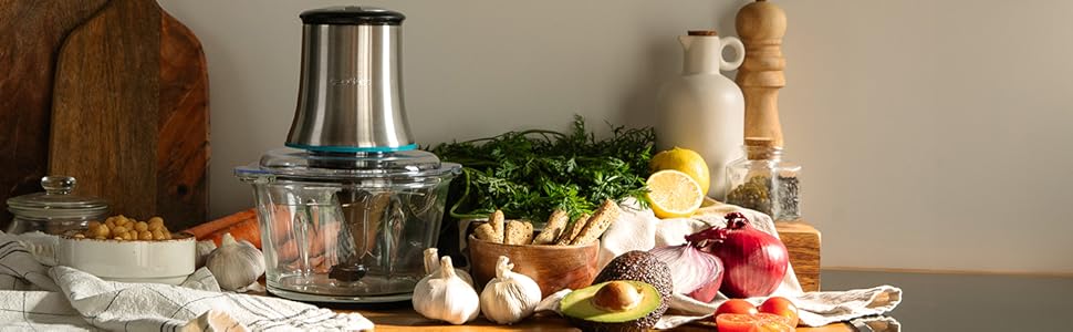 Подрібнювач Cecotec ChopBeat 2000 Vindaloo Glass 500W: Скляна чаша, 4 леза, 2 швидкості