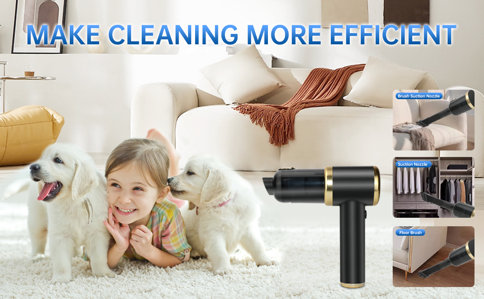 Бездротовий ручний пилосос MKKM для авто та дому, потужність 10000Па, акумулятор 4000mAh, циклонний фільтр для вологого та сухого прибирання, для шерсті тварин