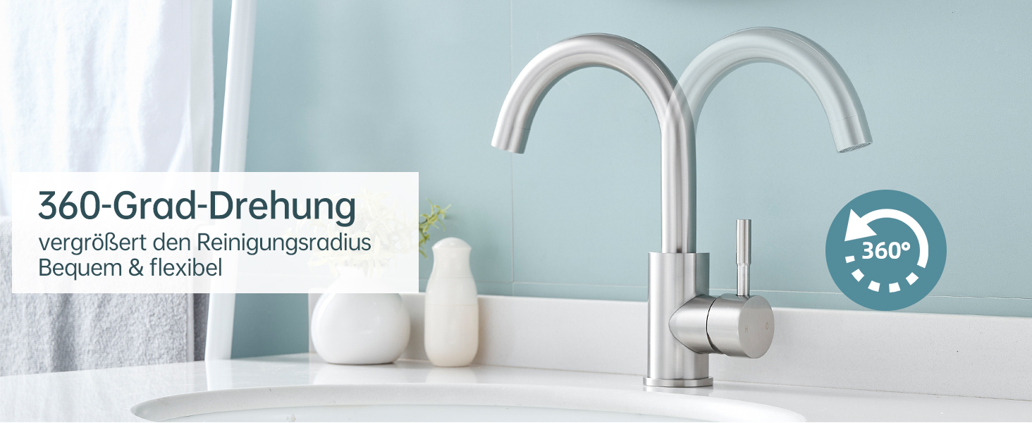 Змішувач для ванної кімнати Fransiton Bad Hoch, водозберігаючий настінний змішувач для раковини (нержавіюча сталь)