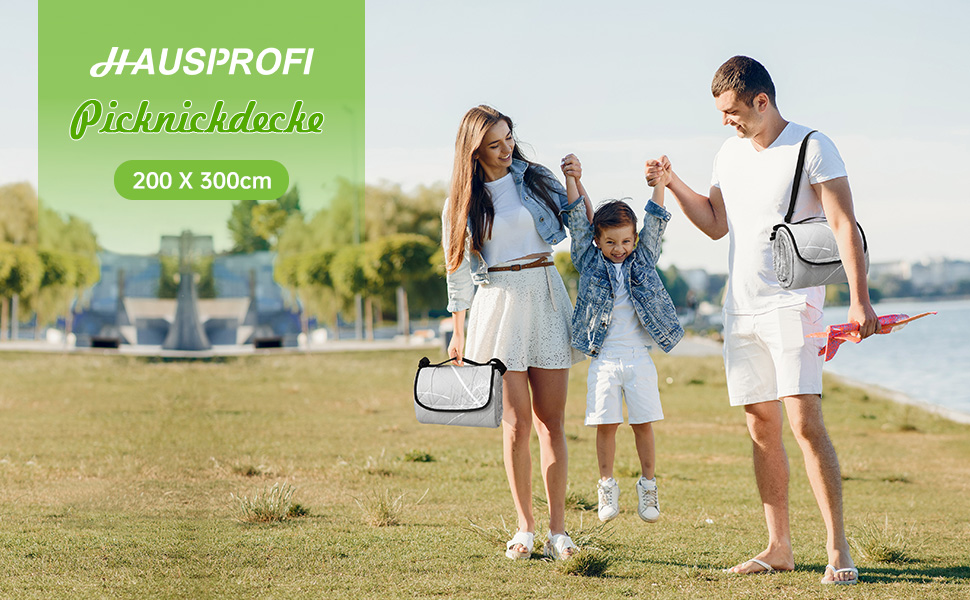 Водонепроникна пляжний коврик-підстилка HAUSPROFI XXL 200x300 см для пікніка, кемпінгу та відпочинку на природі, сірий