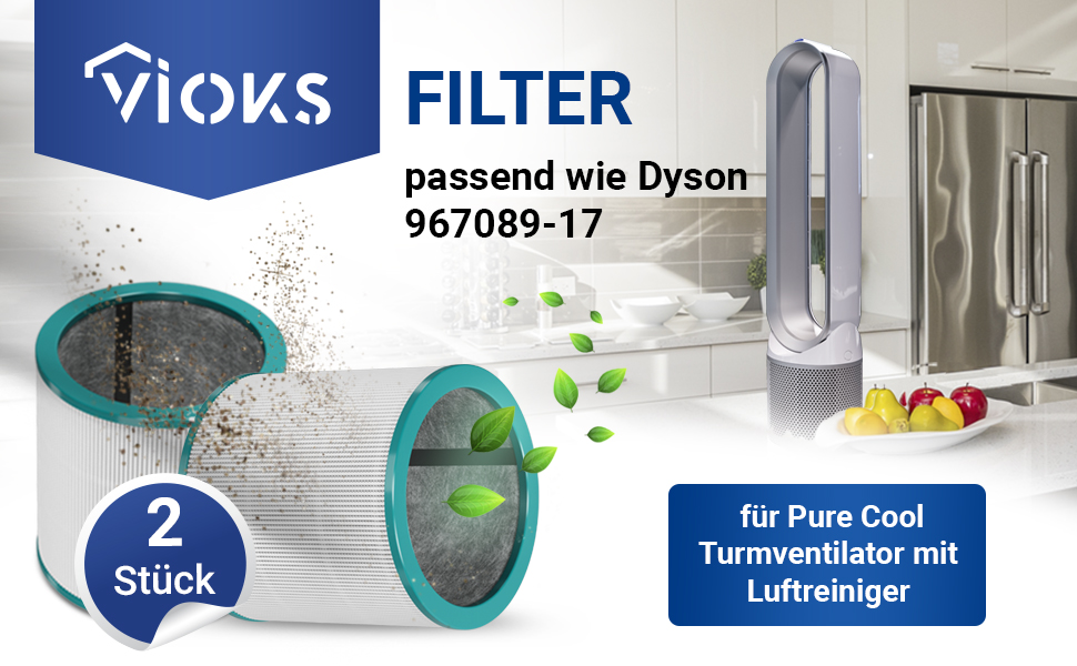 Змінний фільтр VIOKS 2 шт. Hepa для баштового вентилятора Dyson Pure Cool Link TP02/03/00 AM11 BP01 (2 шт.)