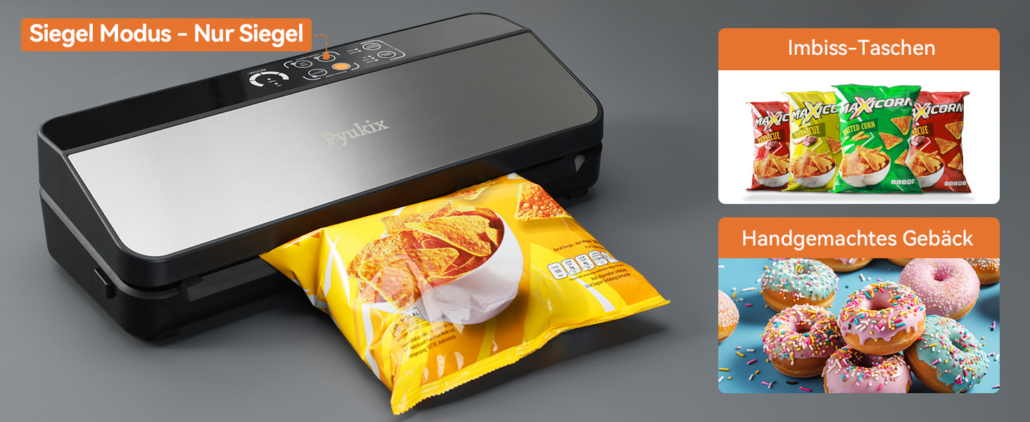 Вакууматор 8-в-1 для продуктів з потужністю 80 КПа, режимами «сухий/вологий», вбудованим різаком та відсіком для пакетів, цифровим таймером, нержавіюча сталь (комплект: шланг, 2 рулони, 11 пакетів)