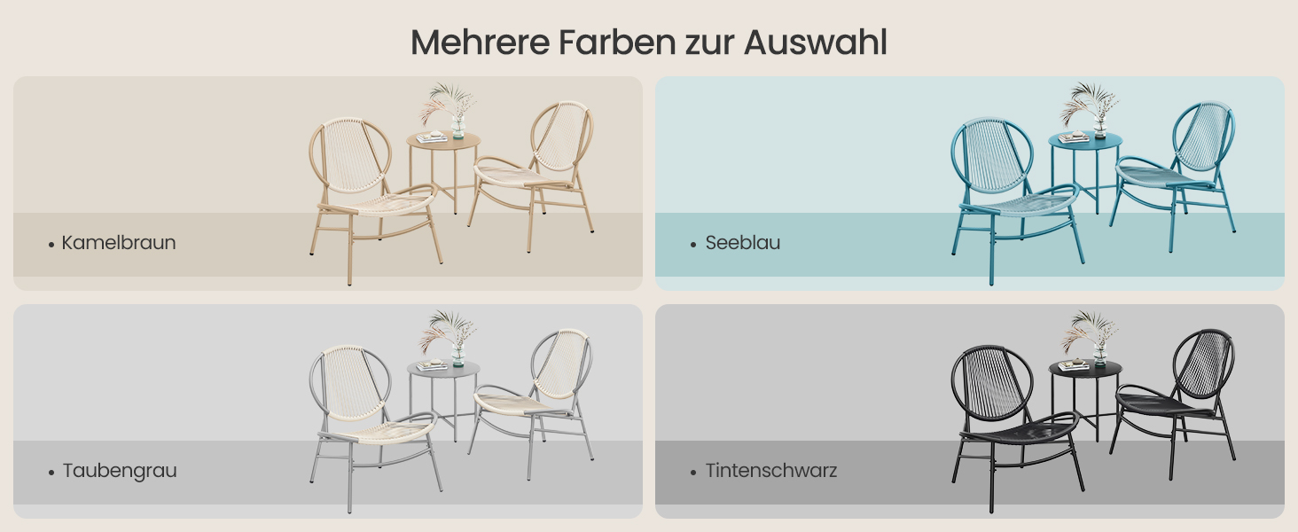 Набір садових меблів SONGMICS з поліротану для балкона та тераси: стіл та 2 крісла (Таубеграу)