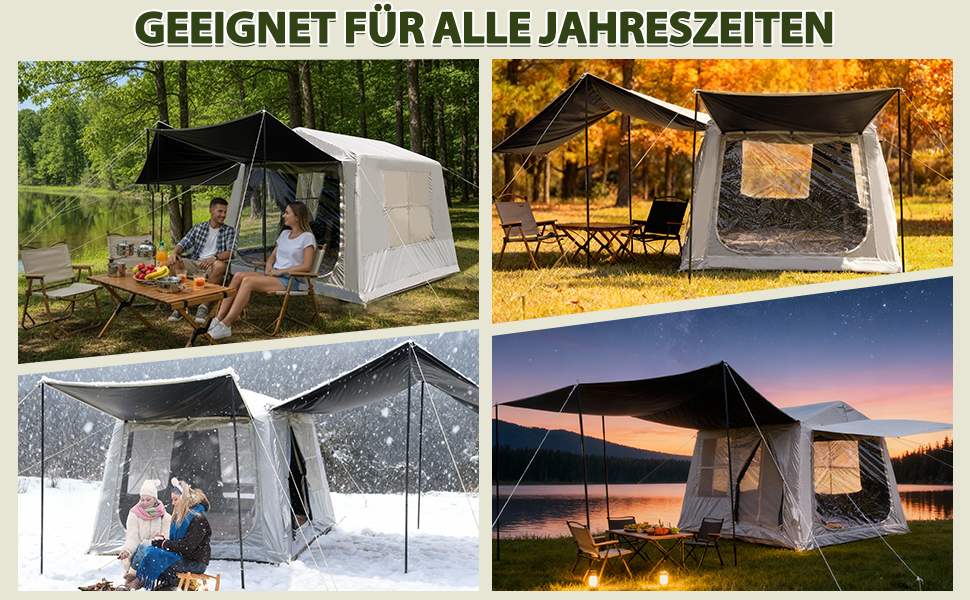 Надувний кемпінговий намет Oxford 420D Glamping для 2-3 осіб з насосом, водонепроникний (3000 мм), всесезонний вітрозахисний намет з москітною сіткою