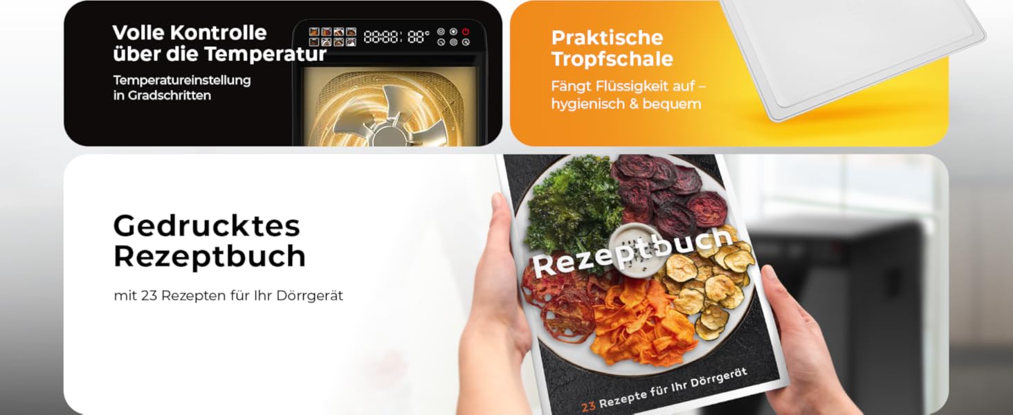 Електрична сушарка для фруктів та овочів Balter з нержавіючої сталі, 12 ярусів, 1100 Вт, 70 л об'єм, 12000 см² поверхня сушіння, BPA-free, 35–75 °C, таймер до 72 год