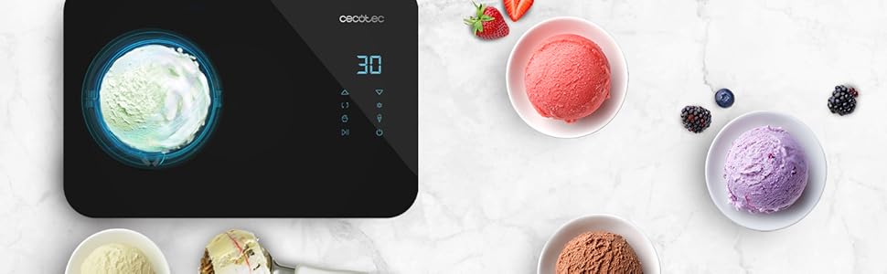 Машина для приготування морозива Cecotec Gelacy 1200 Touch з компресором. 1.5 л, чорний, сенсорний екран, 110 В