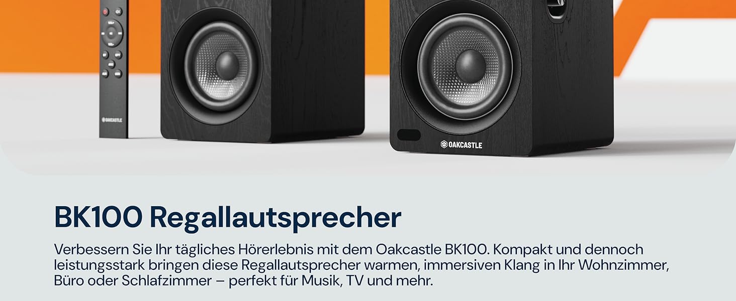Акустична система Oakcastle BK100 Bluetooth 5.4, 60 Вт 2.0 полочні HiFi колонки для телевізора з HDMI ARC та ПК для геймінгу, з пультом керування (Чорний)