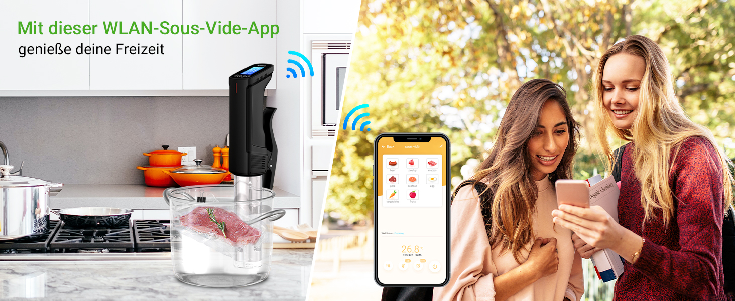 Inkbird Су-від занурювальний прилад 1000 Вт, керування через додаток, циркуляція 360°, температура 0-90°C