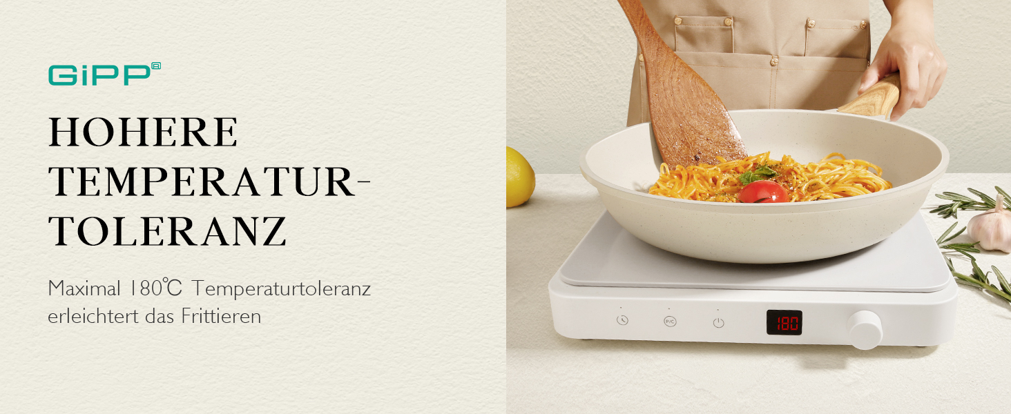 Набір кухонного посуду GiPP з керамічним покриттям, антипригарний, придатний для миття в посудомийній машині, без PFAS, білий, 17 предметів