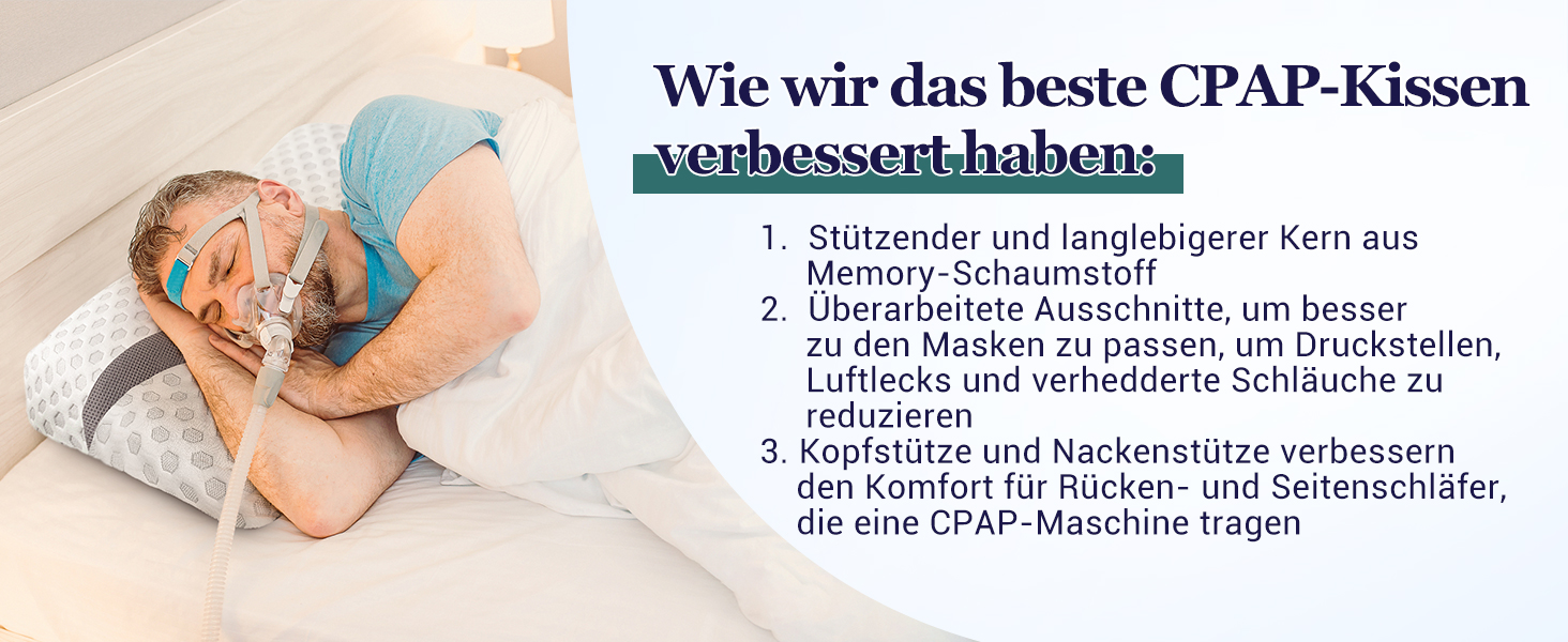 Подушка Hydomi CPAP для тих, хто спить на боці - піна з ефектом пам'яті, підходить для користувачів з апное уві сні та CPAP