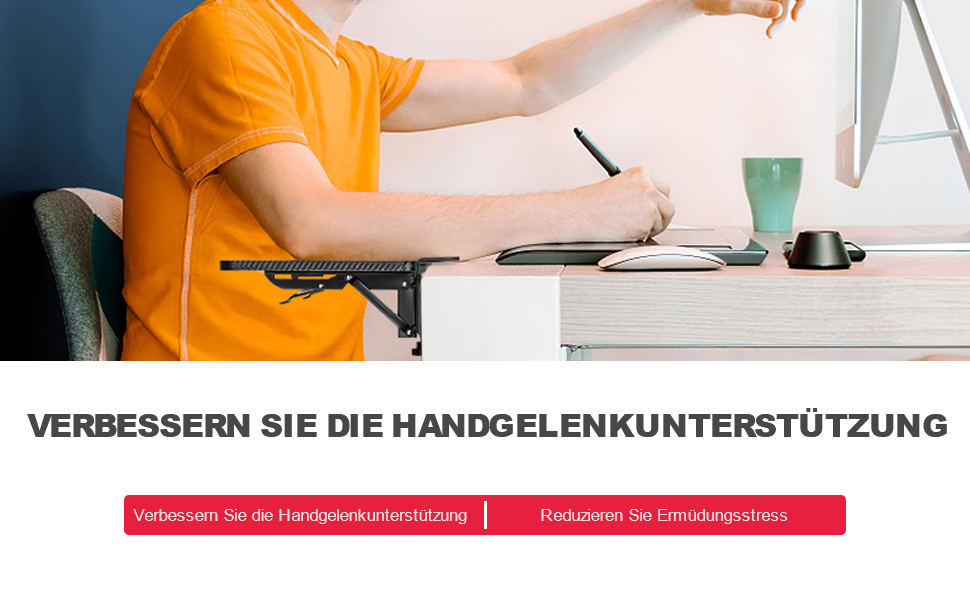 VAYDEER Подовжувач для столу з підставкою під руки та клавіатуру, чорний - Ergonomic Desk Extender