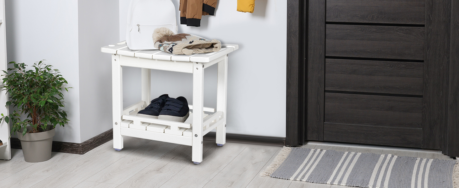 Двоярусний душовий стілець NALONE з HDPE, сучасний дизайн, антиковзні накладки, ергономічний та водонепроникний квадратний стілець для душу