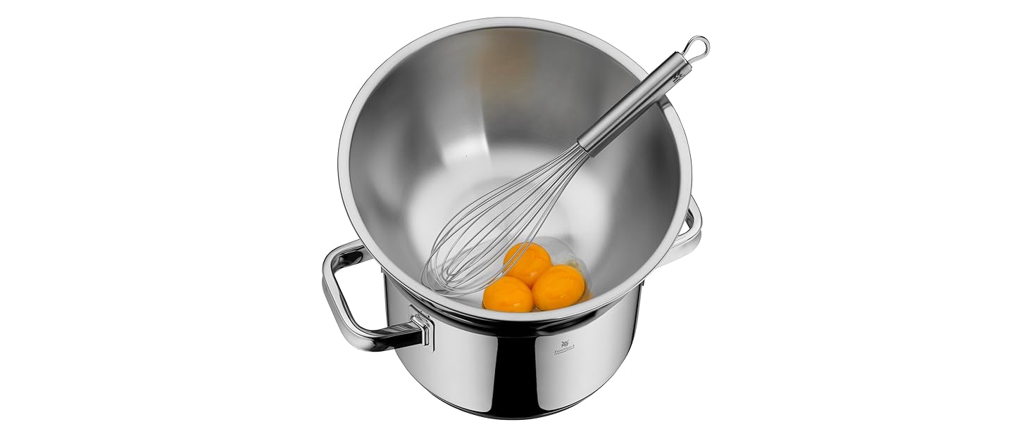 Набір кухонних мисок WMF Gourmet 4 шт. з нержавіючої сталі, 0,75л - 2,75л, миски для приготування, салатники, сервіровочні миски, Cromargan, з можливістю складання