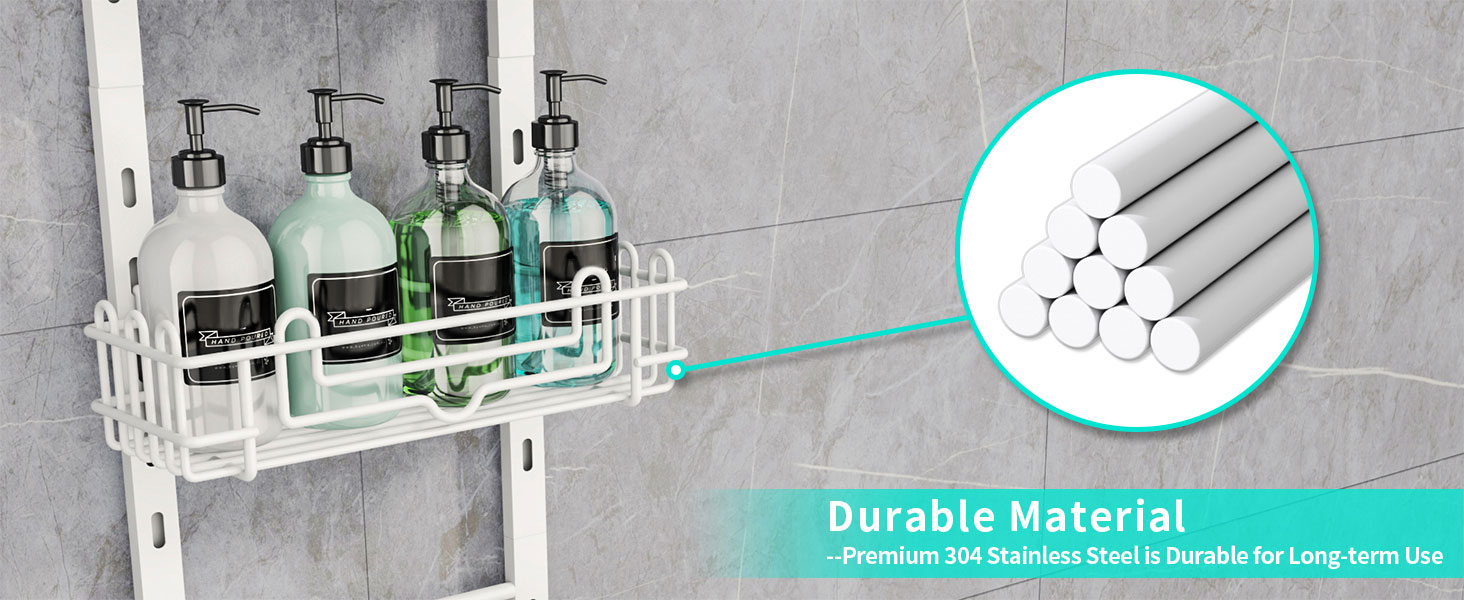 Настінна поличка для душу HapiRm з 22 гачками та 2 тримачами для зубних щіток - 4 яруси, білий