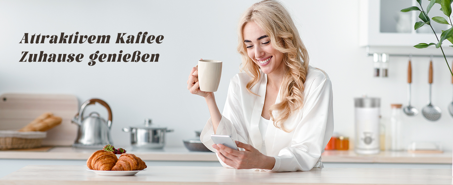 SIMPLETASTE: Електричний спінювач молока 4-в-1, автоматичний, для гарячого та холодного напою, з підігрівом, автоматичне вимкнення, білий