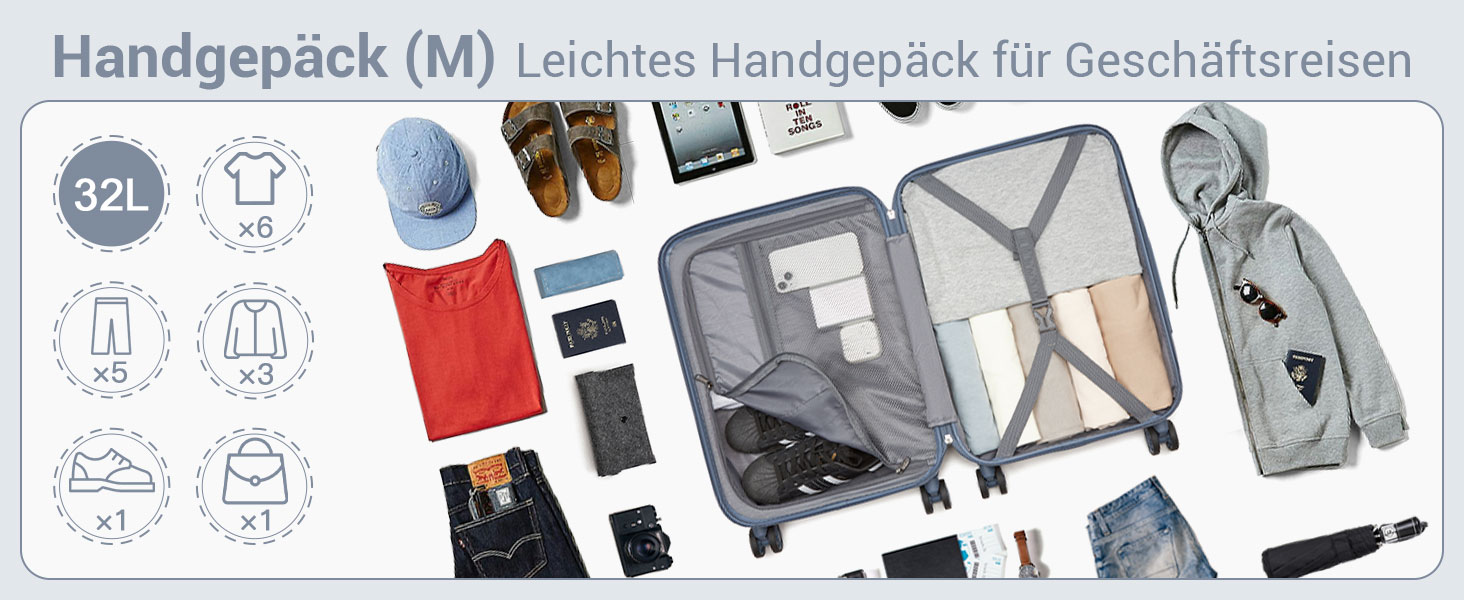 Чемодан KONO середнього розміру з жорсткою обшивкою, ABS+PC, 60L, білий/коричневий, з TSA замком