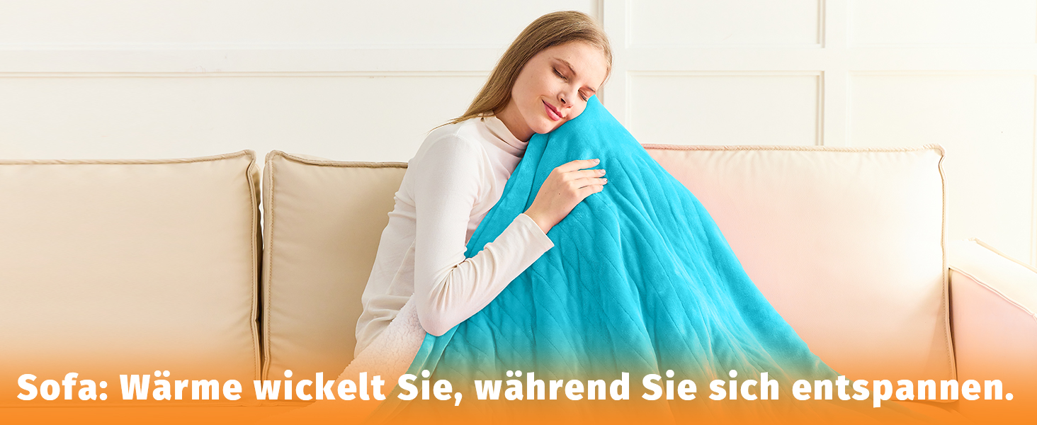 Електрична ковдра BOMOVA з автовимкненням, тепла та м'яка ковдра для дому, 10 режимів нагріву та таймер, подарунок для жінок, 130x180 см, колір блакитний