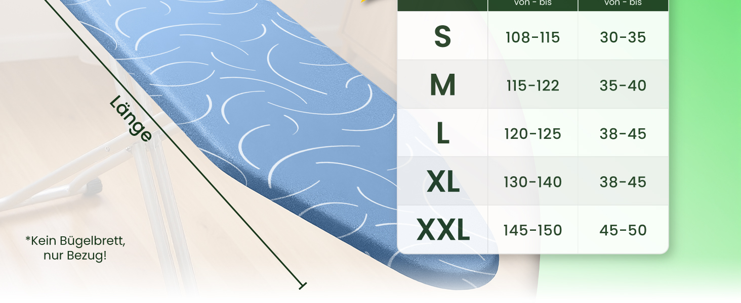 Преміум чохол для прасувальної дошки SimplySmooth 120x40 см, OEKOTEX100, Made in Germany, комфортне покриття, сірий/білий