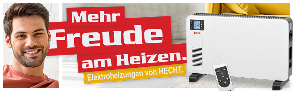 Електричний обігрівач Hecht (абсолютно нова версія) - Обігрівач для швидкого та комфортного обігріву - Енергозбереження - З 3 рівнями потужності, пультом дистанційного керування та термостатом