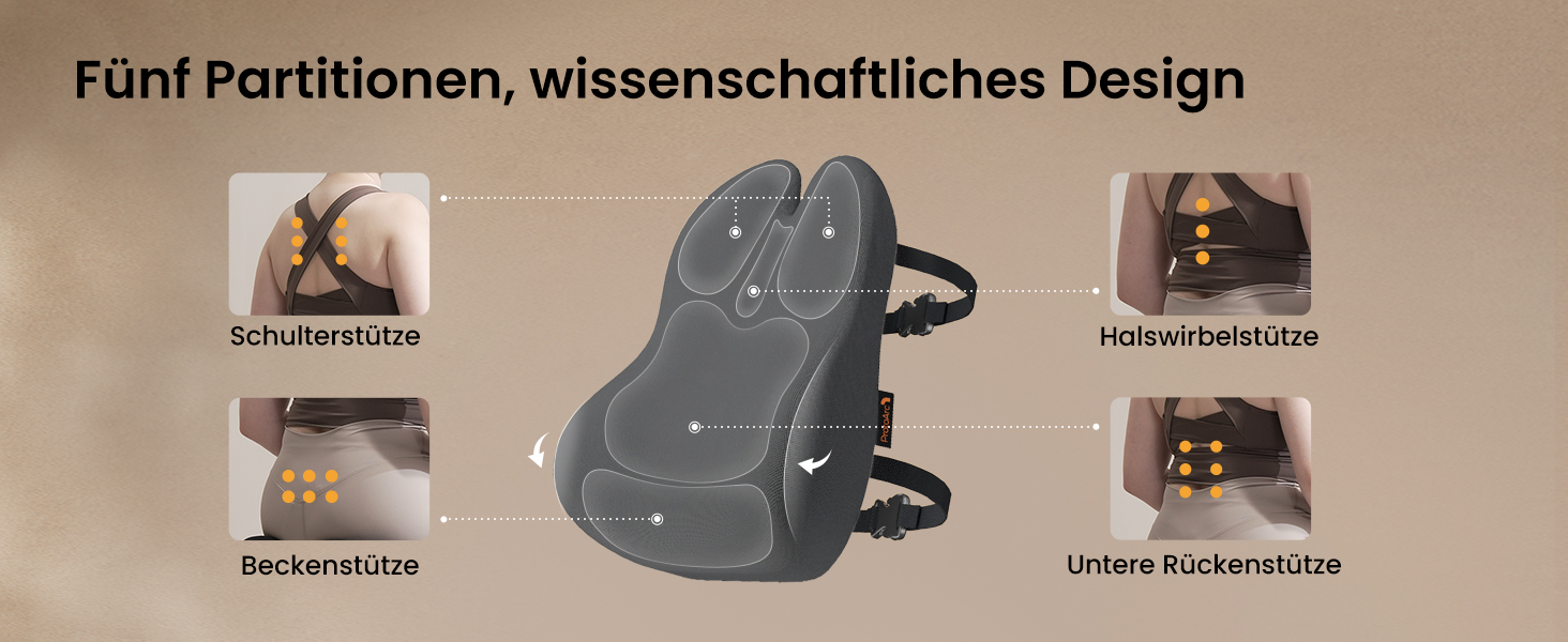 Підпорка для спини ProtoArc з Memory Foam: ергономічна подушка для офісного крісла, авто та робочого столу. Підтримка попереку, дихаюча тканина, регульовані ремені (сірий)