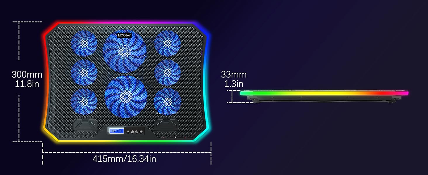 Охолоджувач для ноутбука RGB Gaming — підставка з вентиляторами для ігрового ноутбука, для столу та колін