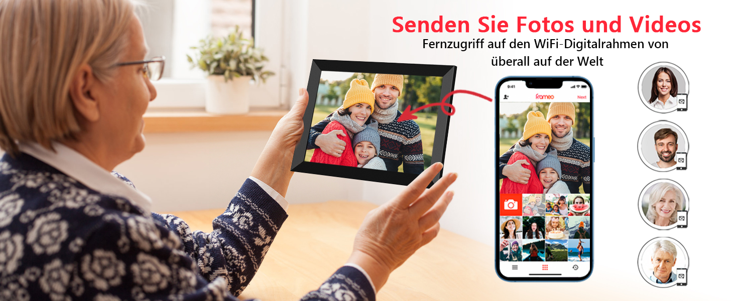 Цифровий фоторамка FRAMEO WLAN 32GB: 10.1 дюймовий Smart Cloud-фоторамка з IPS LCD сенсорним екраном та автоматичним поворотом