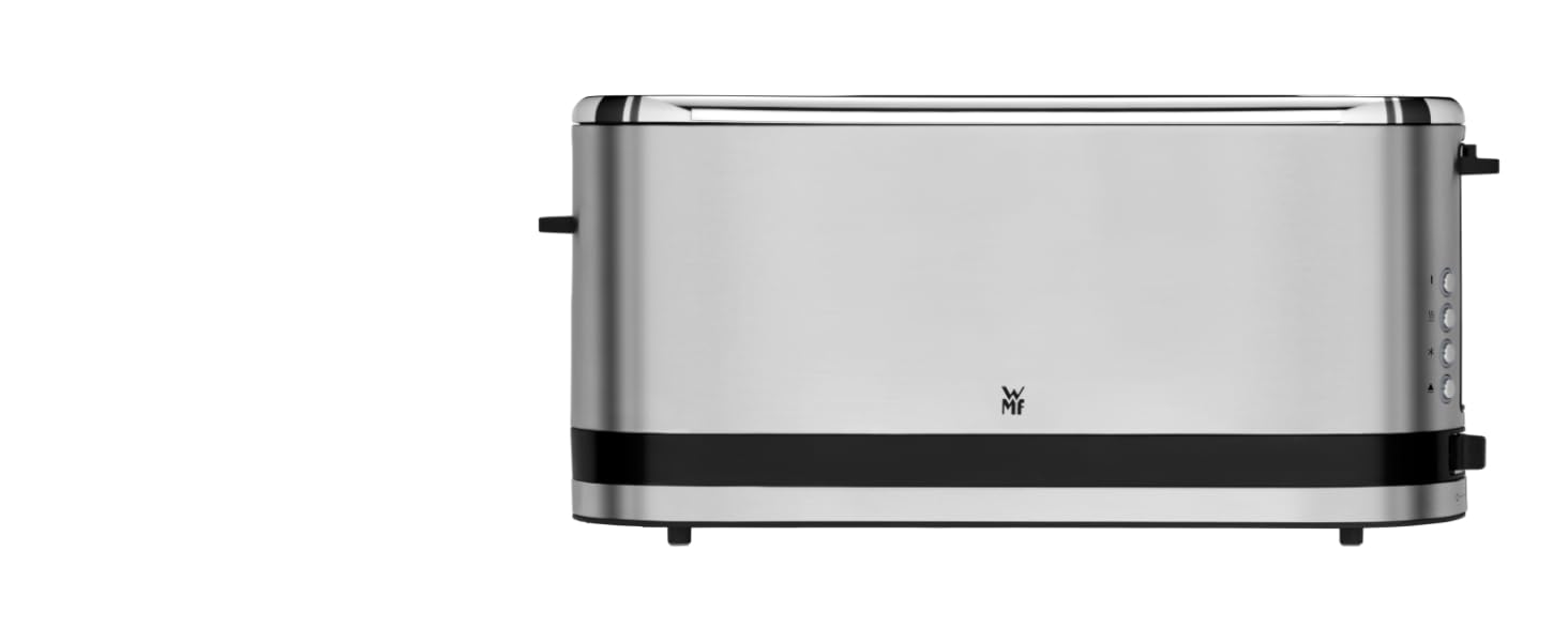 Тостер WMF Küchenminis Langschlitz XXL: тостер з функцією для булочок, 2 слоти, 7 рівнів підсмажування, 900 Вт, нержавіюча сталь матова срібляста