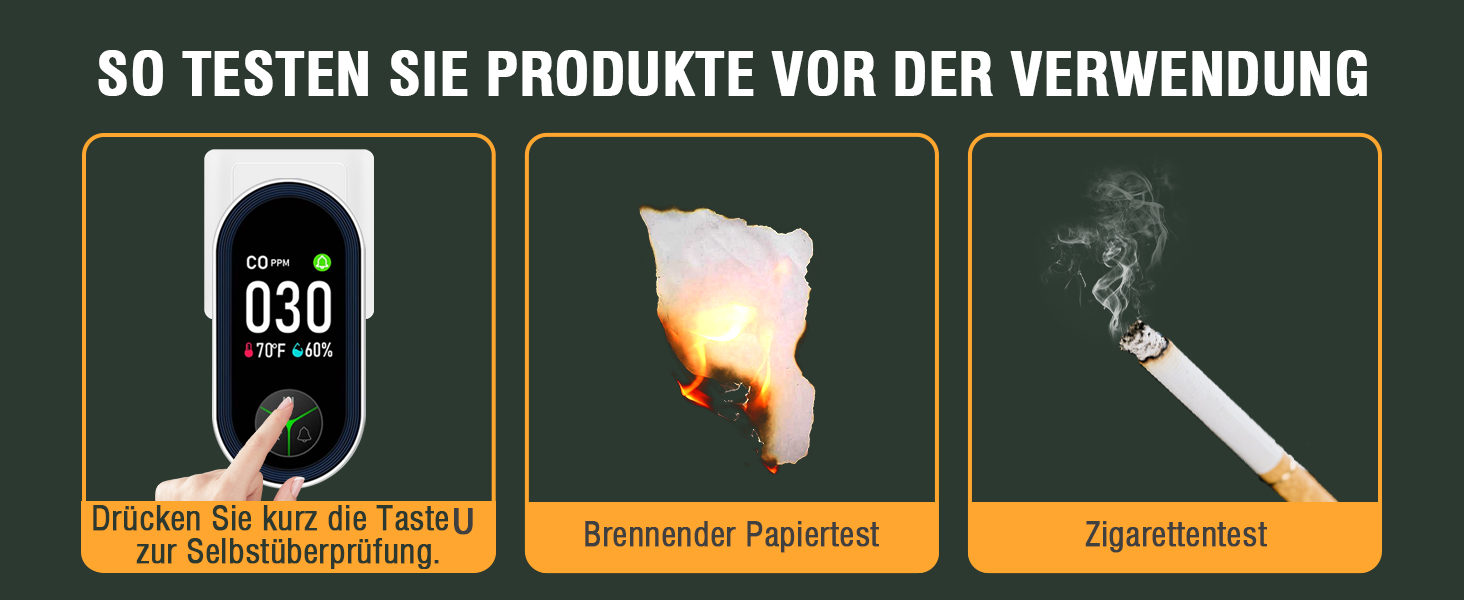 Виявлювач CO з HD-дисплеєм для дому та кемпінгу: 3-в-1 (CO, температура, вологість)
