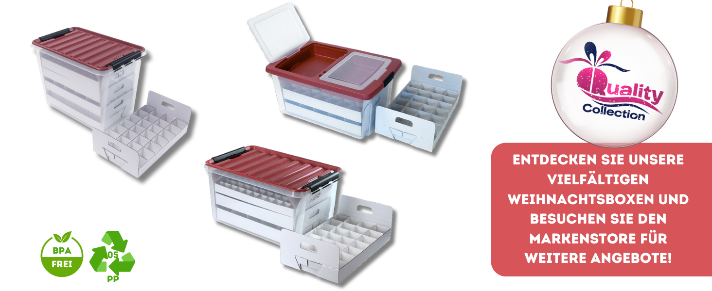 Коробка для новорічних кулі - ялинкових прикрас та декору (61 літр), червона