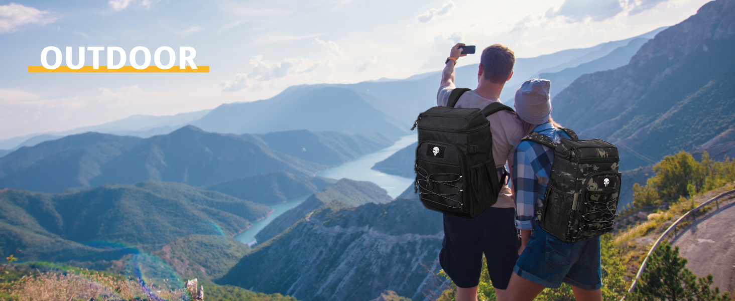 Тактичний рюкзак-холодильник 25L, витримує витоки, міцний, великий ланч-рюкзак, водонепроникний, для чоловіків, жінок, роботи, подорожей, кемпінгу, пляжу та піших прогулянок, чорний камуфляж