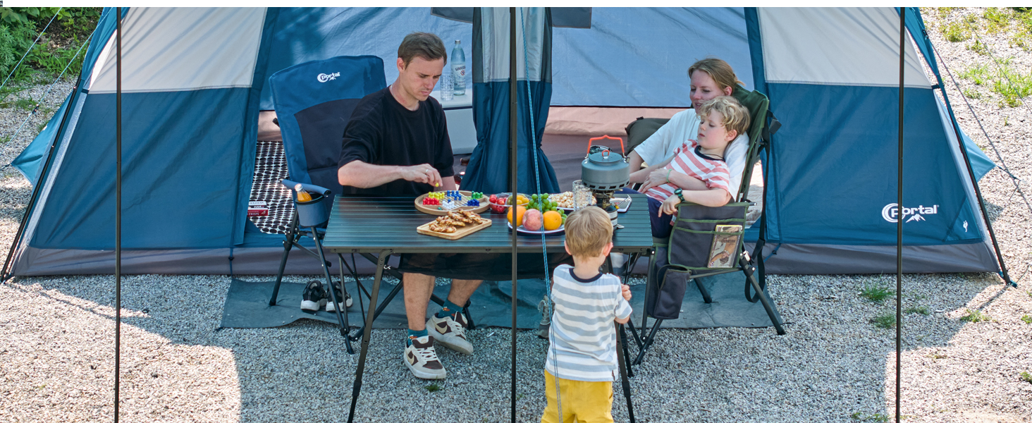Складаний кемпінговий стіл Portal з регулюванням висоти, алюмінієвий, 120x70 см, чорний