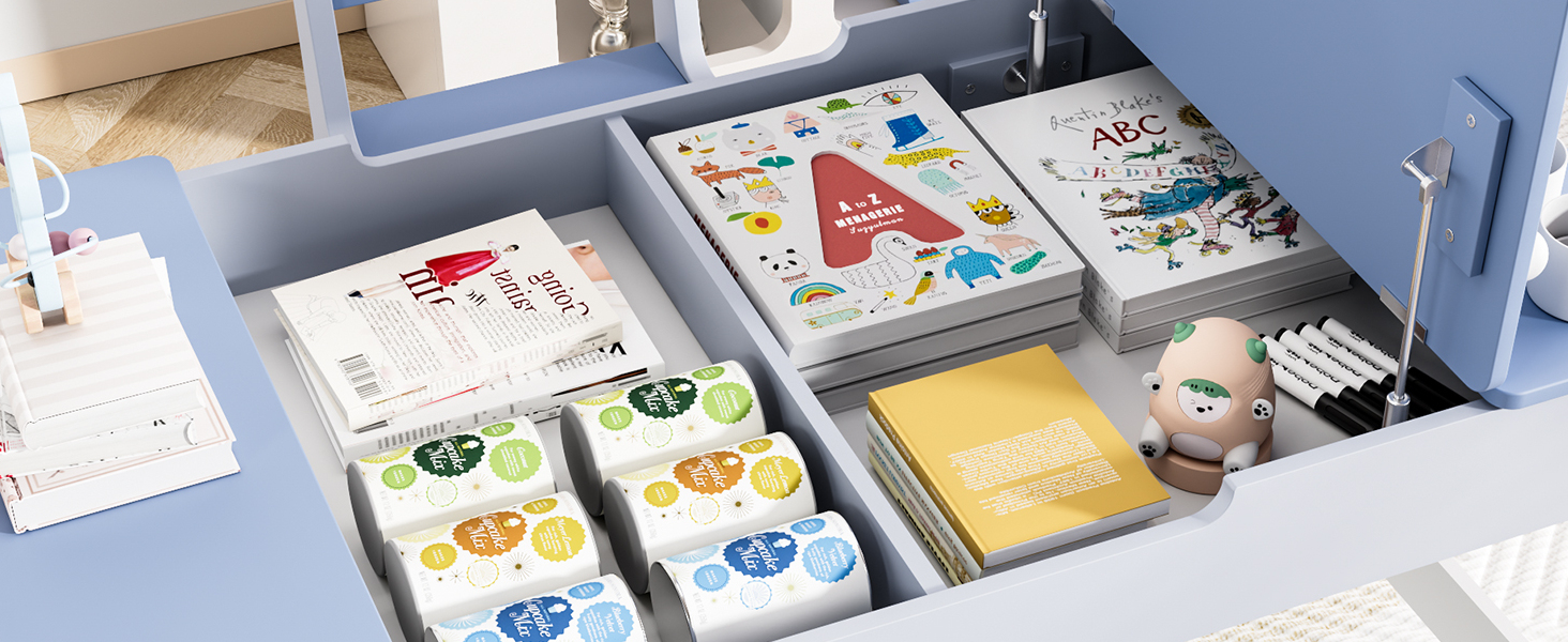 Дитячий стіл MAMIZO з 2 стільцями: дерев'яний стіл для ігор з місцем для зберігання, комплект меблів для дітей, стіл для малювання та рукоділля, від 3 років (блакитний)