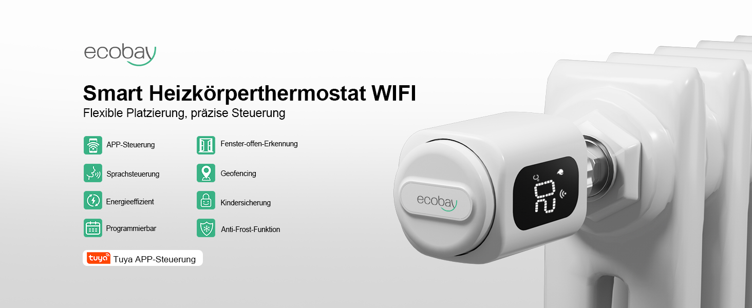 Smart термостат на радіатор 2 шт, Zigbee, бездротовий, з керуванням Tuya (Alexa, Google Assistant), енергозбереження