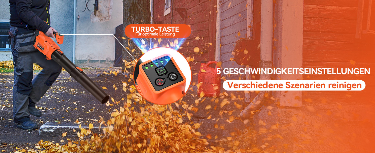 Акумуляторний повітродув Bravolu 21V: потужність 210 км/год, 4.0 Ah, 6 швидкостей (5200mAh x 2), з зарядним пристроєм