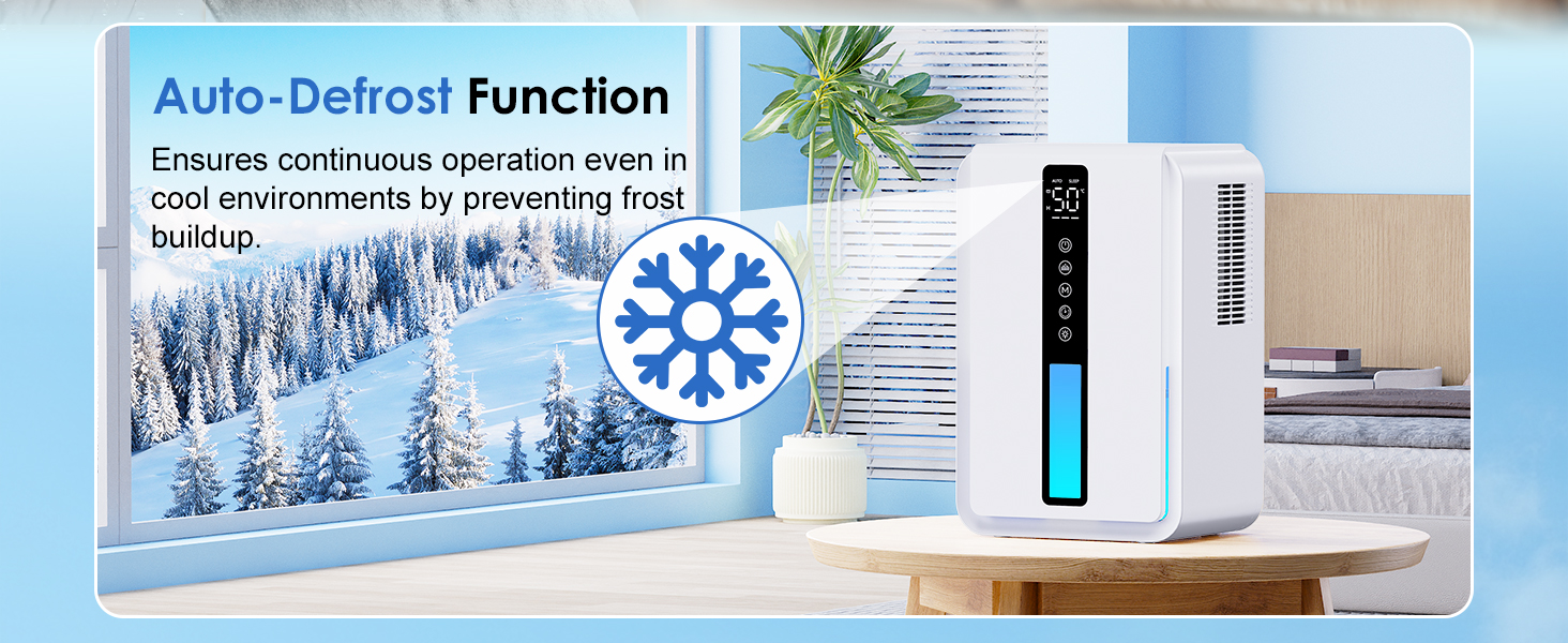 Електричний осушувач повітря 2500 мл, 3 швидкості, 2 режими, таймер 48 год, авто-стоп, захист від замерзання, для спальні та ванної кімнати