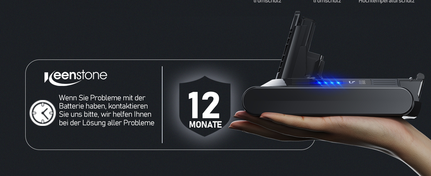 Акумулятор Keenstone V8 8000mAh для пилососа Dyson SV10 V8 Absolute, Animal, Motorhead – з фільтрами