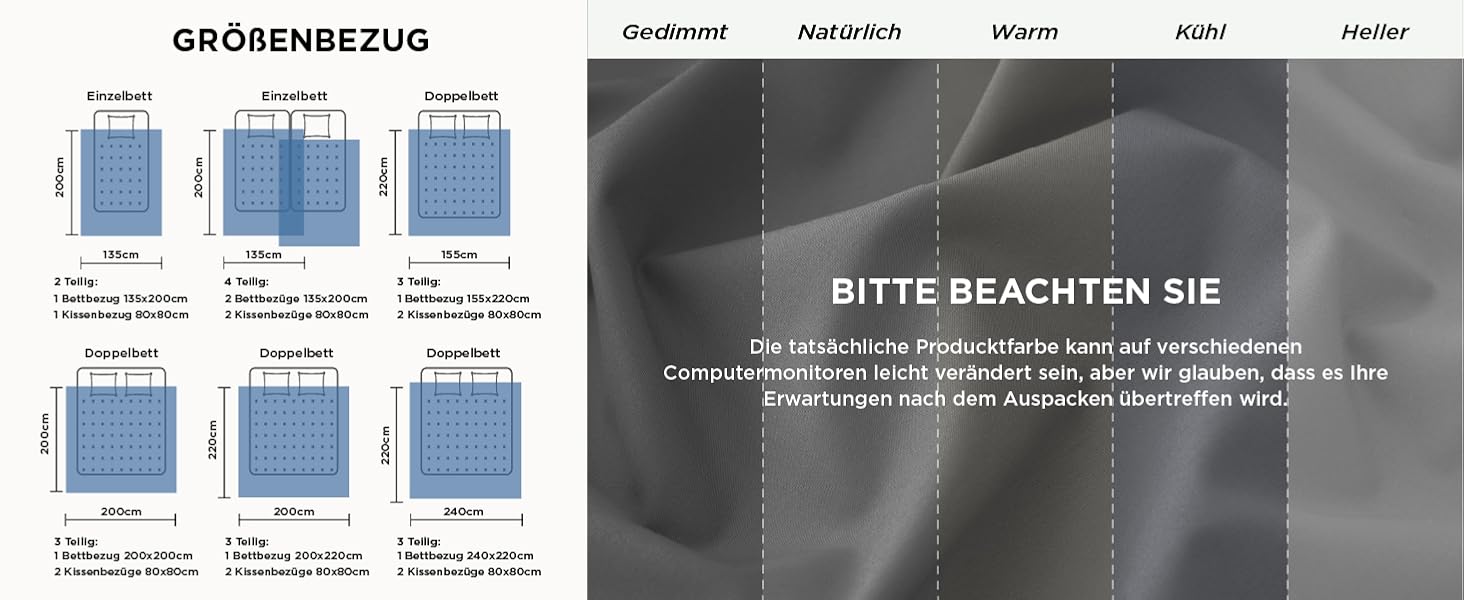 BEDSURE Комплект постільної білизни 135x200, бавовна, 4 частини - зелений колір, комплект з 2 наволочок 80x80 см, Oeko-TEX, застібка на блискавку