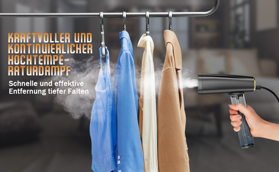 Відпарювач для одягу Raelunyi 1300W, портативний, чорний - для дому, подорожей та офісу