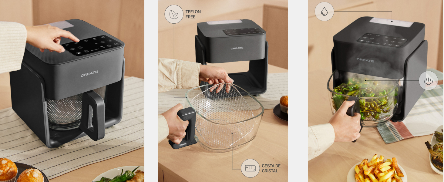 Фритюрниця повітряна 4.2л з парогенератором, 6 програм, білий колір, 1300W