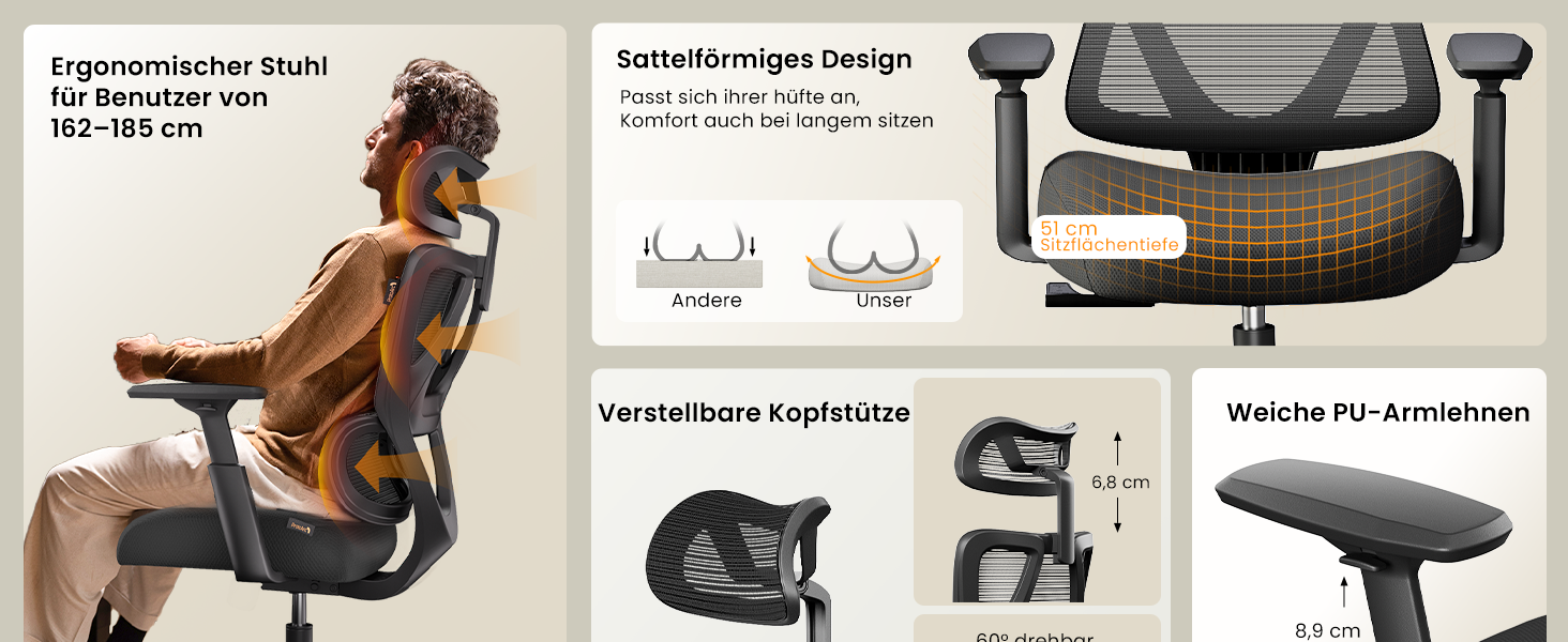 Крісло офісне ProtoArc EC100 чорне з підлокітниками та регульованою спинкою, Mesh, для дому та офісу